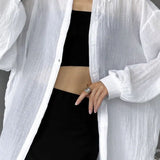 Solid Casual Chic Long Sleeve Blouse