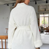Relaxed Cozy Tie Waist Knit Cardigan