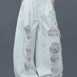Ripped Lace Patchwork Relaxed Jeans