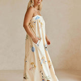 Sexy Spaghetti Strap Linen Vacation Maxi Dress