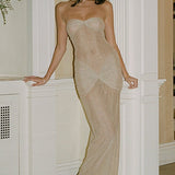 Strapless Backless Mermaid Maxi Dress