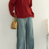 Drawstring Hooded Knit Sweater