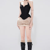 Solid Color Backless Tube Fleece Two Piece Set