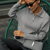 Polo Collar Knit Pullover Sweater