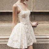 Lace Ruffled Waist Mini Party Dress