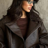 Cinched Waist Zipper Biker Jacket