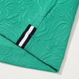 Sea Green Jacquard Textured Quarter Zipper Shift Mini Dress