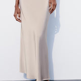 Slim High Waist Satin Texture Straight Midi Skirt