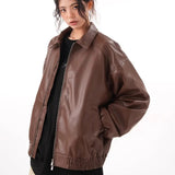 Vintage PU Leather Lapel Jacket