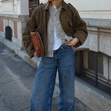 Suede Cropped Zip-Up Jacket