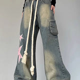 Streetwear Heart Patchwork Jeans