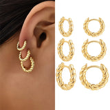 Fashion Gold Love Heart Women Simple Cute Circle Piercing Buckle Statement Jewelry Earring