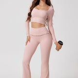 Lace Detail High-Rise Booty Sculpting Yoga Leggings