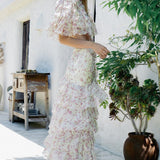 Ruffled Tiered Split Cake Skirt Two Piece Set