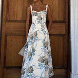Spaghetti Strap Print Pleated Floral Dress