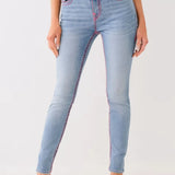 Washed Mid Rise Embroidered Jeans