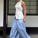 Cotton Lantern Wide Leg Pants