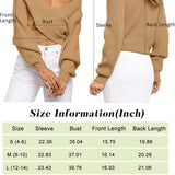 Women's Long Sleeve Wrap Casual Off Shoulder Crop Knitted Pullover Sweater
