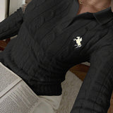 Collared Long Sleeve Knit Sweater