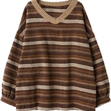 Ladies Autumn/Winter Retro Striped Sweater