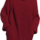 Women's Loose Turtleneck Oversize Long Pullover Sweater Dress