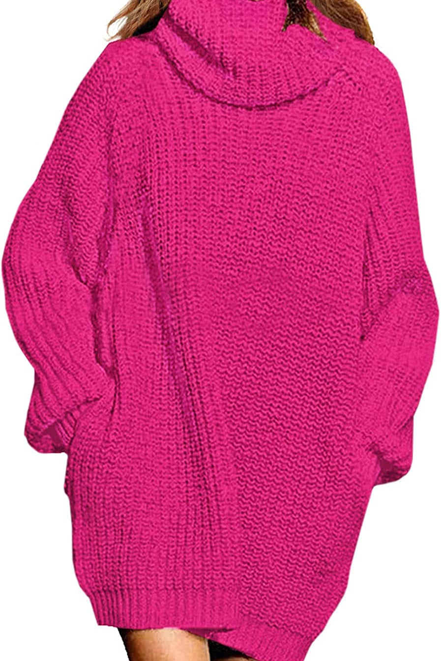 Women's Loose Turtleneck Oversize Long Pullover Sweater Dress