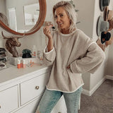 Loose Soft Chunky Knit Long Batwing Sleeve Pullover Sweater