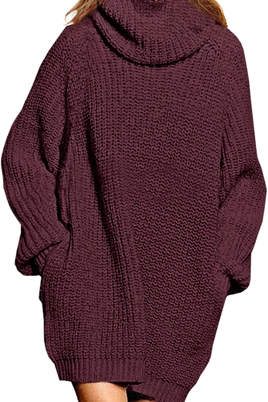 Women's Loose Turtleneck Oversize Long Pullover Sweater Dress