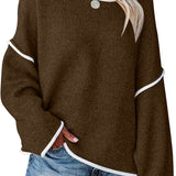 Loose Soft Chunky Knit Long Batwing Sleeve Pullover Sweater