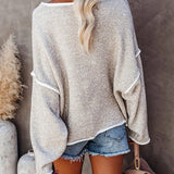 Loose Soft Chunky Knit Long Batwing Sleeve Pullover Sweater
