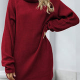 Women's Loose Turtleneck Oversize Long Pullover Sweater Dress