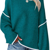 Loose Soft Chunky Knit Long Batwing Sleeve Pullover Sweater