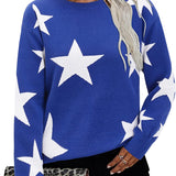 Women's Casual Leopard Print Sweater Loose Long Sleeve Crew