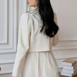 Crystal Decor Notched Cropped Blazer