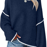Loose Soft Chunky Knit Long Batwing Sleeve Pullover Sweater