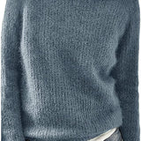 Women Loose Casual Pullover Knit Sweater Boat Neck Long Sleeve Winter Keep Warm Sweater Tops
