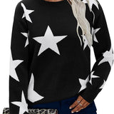 Women's Casual Leopard Print Sweater Loose Long Sleeve Crew