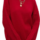 Loose Soft Chunky Knit Long Batwing Sleeve Pullover Sweater