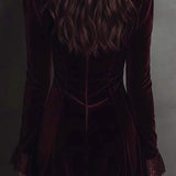 Velvet Lace Trim Mini Dress