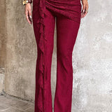 Sexy Lace Ribbon Slim Flare Pants