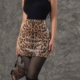 Sparkling Sequin Leopard Bodycon Mini Skirt