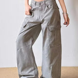 Vintage Grey Wide Leg Cargo Jeans
