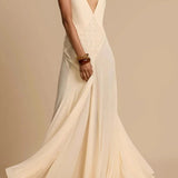 Deep V Neck Lace Patchwork Boho Dress