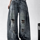 Washed Ripped Wide Leg Jeans