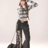 High Waist Ripped Wide Leg Jeans