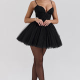 Chiffon Lace-up Backless Cocktail Dress