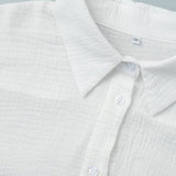 Solid Cotton Wrinkled Shirt Pants Two Piece Set