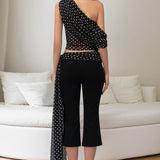 Polka Dot Sleeveless Top Two Pieces Set