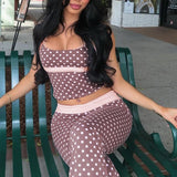 Contrast Polka Dot Sexy Tank Pants Two Piece Set