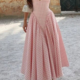 Elegant Waist-Pleated Maxi Dress